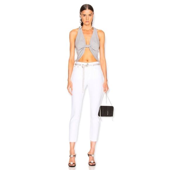 NWT! GRLFRND Karolina White Flag High Rise Rigid Denim Skinny Ankle Crop Jeans - Picture 1 of 13